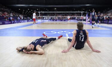 Maxwell Holt and Taylor Averill of the United States react after losing a Men's Semifinals match against Poland