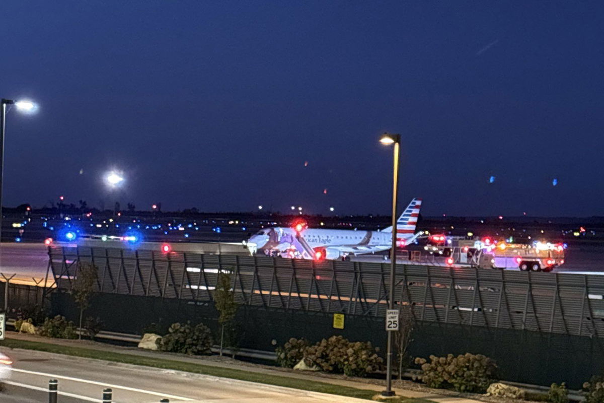 <i>@ShiromaLeialoha/X via CNN Newsource</i><br/>Flight 6469 parked on the tarmac at Omaha's Eppley Airfield after pilots made an emergency landing on Monday