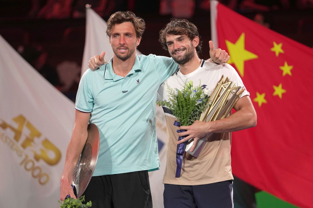 <i>Go Nakamura/Reuters via CNN Newsource</i><br/>Valentin Vacherot defeated his cousin Arthur Rinderknech in the Shanghai Masters final.