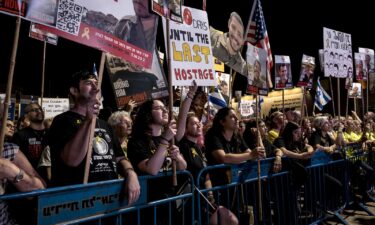 Israelis gather at Hostages Square in Tel Aviv to demand the return of the hostage bodies still held in Gaza on Sunday