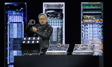 Nvidia CEO Jensen Huang delivers the keynote address during the Nvidia GTC on March 18 in San Jose