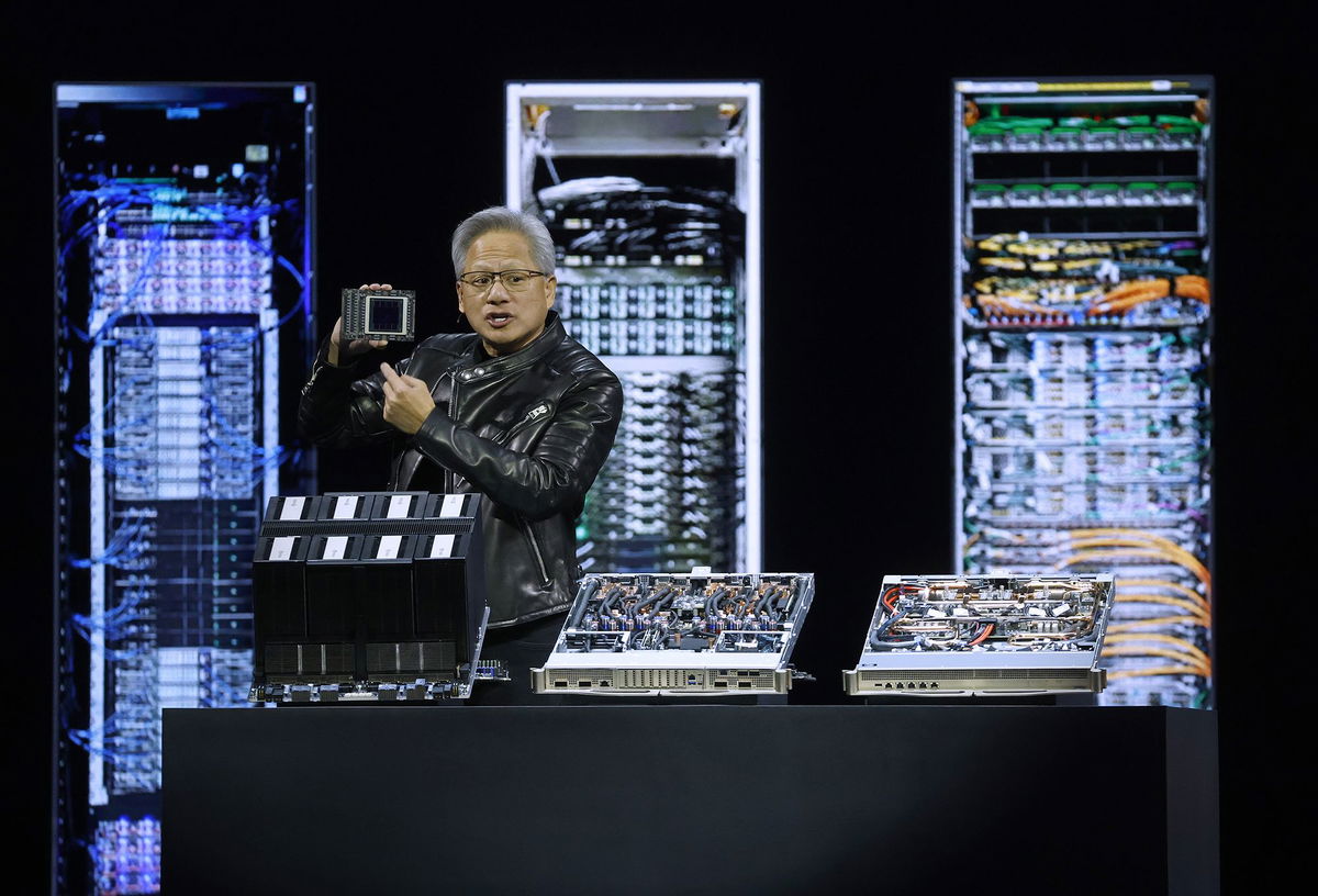 Nvidia CEO Jensen Huang delivers the keynote address during the Nvidia GTC on March 18 in San Jose