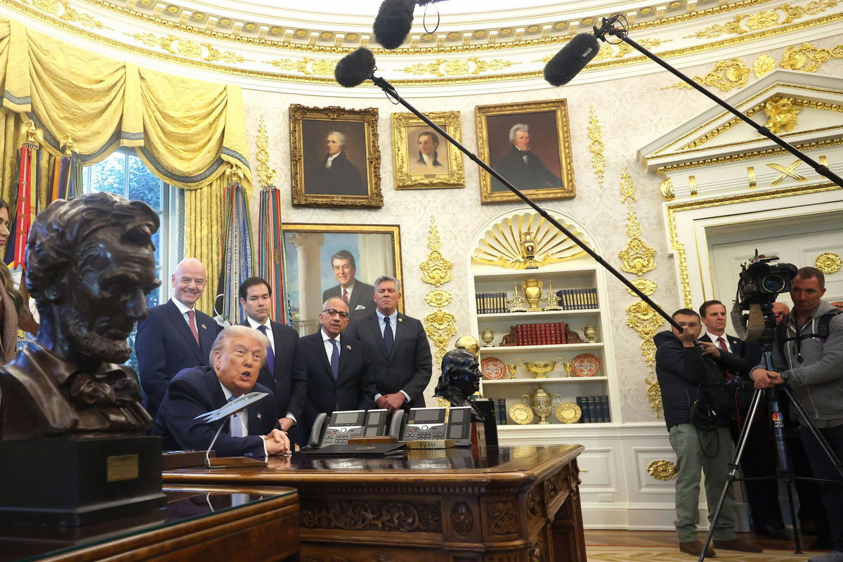 President Donald Trump delivers remarks from the Oval Office of the White House on November 17