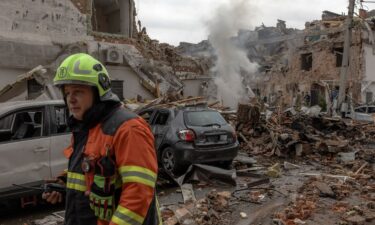 The aftermath of a Russian aerial attack on the outskirts of Kyiv